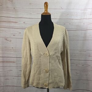Talbots Women's Beige Knit Vneck Cardigan Sweater Size XL NWT